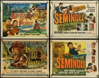 4h1030 LOT OF 7 FORMERLY FOLDED HALF-SHEETS 1950s a variety of cool movie images!