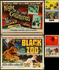 4h1031 LOT OF 6 UNFOLDED & FORMERLY FOLDED HORROR/SCI-FI HALF-SHEETS 1960s a variety of cool images!