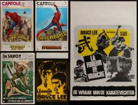 4h1043 LOT OF 5 UNFOLDED & FORMERLY FOLDED BELGIAN POSTERS 1970s-1980s Spider-Man, Bruce Lee & more!