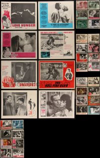 4h0653 LOT OF 38 SEXPLOITATION & ARTHOUSE LOBBY CARDS 1940s-1960s a variety of great movie scenes!