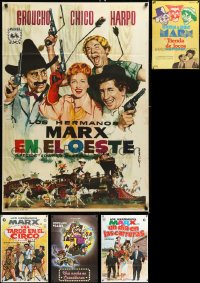 4h0330 LOT OF 5 FOLDED MARX BROS SPANISH POSTERS 1960s-1970s a variety of comedy movie images!