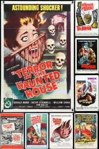 4h0452 LOT OF 9 FOLDED HORROR/SCI-FI ONE-SHEETS 1950s-1970s a variety of cool movie images!