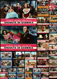 4h1002 LOT OF 55 FORMERLY FOLDED ITALIAN 19X27 PHOTOBUSTAS 1960s-1970s cool movie scenes!