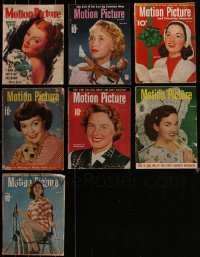 4h0283 LOT OF 7 MOTION PICTURE MOVIE MAGAZINES 1930s-1950s filled with great images & information!