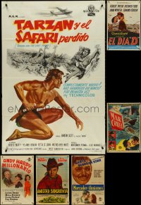 4h0331 LOT OF 7 FOLDED ARGENTINEAN POSTERS 1940s-1960s great images from a variety of movies!