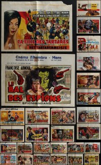 4h1036 LOT OF 35 FORMERLY FOLDED BELGIAN POSTERS 1960s-1970s a variety of cool movie images!