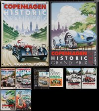 4h0969 LOT OF 12 UNFOLDED DANISH AUTO RACING SPECIAL POSTERS 1980s-2010s cool car images!