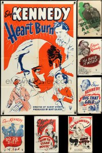 4h0462 LOT OF 7 FOLDED EDGAR KENNEDY COMEDY SHORTS ONE-SHEETS 1940s great images from his movies!