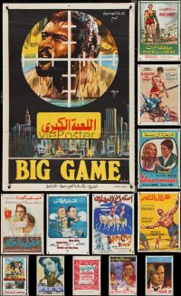 4h1077 LOT OF 14 MOSTLY FORMERLY FOLDED EGYPTIAN POSTERS 1970s-1980s a variety of movie images!