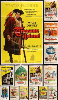 4h0434 LOT OF 15 FOLDED WALT DISNEY ONE-SHEETS 1960s-1980s from animated & live action movies!