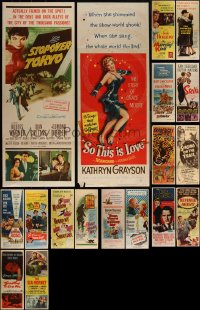 4h0948 LOT OF 22 FORMERLY FOLDED INSERTS 1940s-1950s a variety of cool movie images!