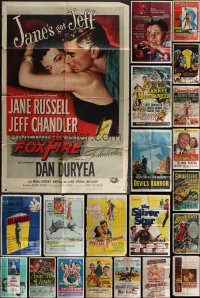 4h0395 LOT OF 41 FOLDED 1950S ONE-SHEETS 1950s great images from a variety of different movies!