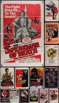 4h0432 LOT OF 17 FOLDED KUNG FU ONE-SHEETS 1970s-1980s great images from martial arts movies!