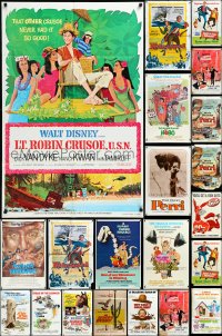 4h0401 LOT OF 34 FOLDED WALT DISNEY ONE-SHEETS 1950s-1980s great images from a variety of movies!