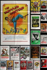 4h0425 LOT OF 21 FOLDED KUNG FU ONE-SHEETS 1970s-1980s great images from martial arts movies!