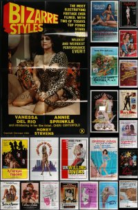 4h0396 LOT OF 39 FOLDED SEXPLOITATION ONE-SHEETS 1970s-1980s sexy images with some nudity!