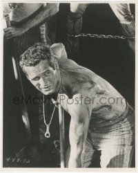 4j0525 COOL HAND LUKE 11x13.75 still 1967 Paul Newman with shovel in prison escape classic!