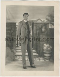 4j0545 GARY COOPER deluxe 11x14 still 1930s full-length in herring bone tweed business suit!