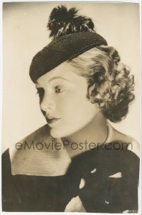 4j0576 MYRNA LOY 8x12.25 still 1935 great moody head & shoulders portrait wearing cool hat!