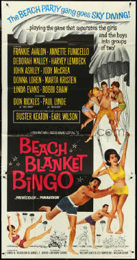 4j0284 BEACH BLANKET BINGO 3sh 1965 Frankie Avalon, Annette Funicello & gang go sky diving, rare!