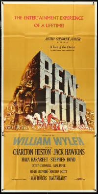 4j0286 BEN-HUR 3sh 1960 Charlton Heston, William Wyler classic religious epic, chariot art, rare!