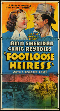 4j0299 FOOTLOOSE HEIRESS Other Company 3sh 1937 different art of Ann Sheridan & Reynolds, ultra rare!