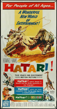 4j0303 HATARI 3sh 1962 Howard Hawks, great Frank McCarthy artwork of John Wayne in Africa!