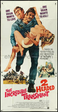 4j0309 INCREDIBLE 2 HEADED TRANSPLANT 3sh 1971 Bruce Dern, one wants to love & other wants to kill!