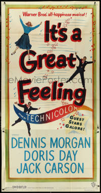 4j0312 IT'S A GREAT FEELING 3sh 1949 Doris Day, Dennis Morgan, & Jack Carson, musical comedy, rare!