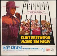 4j0268 HANG 'EM HIGH 6sh 1968 Clint Eastwood, they hung the wrong man, cool art by Sandy Kossin!