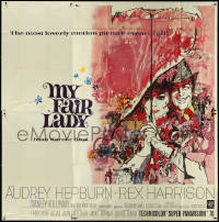 4j0273 MY FAIR LADY 6sh 1964 classic Bob Peak art of Audrey Hepburn & Rex Harrison, Best Picture!