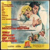 4j0274 NIGHT OF THE HUNTER 6sh 1955 Robert Mitchum, Shelley Winters, Charles Laughton classic noir!