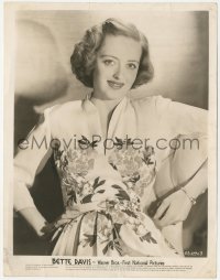 4j1455 BETTE DAVIS 8x10.25 still 1930s wonderful Warner Bros. studio portrait in floral dress!