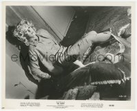 4j1460 BIRDS 8x10.25 still 1963 Alfred Hitchcock, c/u of Tippi Hedren on floor attacked by bird!