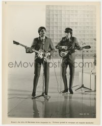 4j1518 HARD DAY'S NIGHT 8x10 still 1964 Paul McCartney & George Harrison playing guitars & singing!