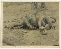 4j1534 INYAAH THE JUNGLE GODDESS color 8x10 still 1934 man wrestling enormous snake, ultra rare!