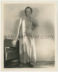 4j1544 KAY JOHNSON deluxe 8x10 still 1930 posed portrait in soft chiffon evening gown by Hurrell!