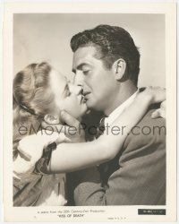 4j1545 KISS OF DEATH deluxe 8x10 still 1947 close up of Victor Mature kissing pretty Coleen Gray!