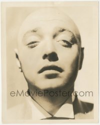 4j1556 MAD LOVE 8.25x10.25 still 1935 great head & shoulders portrait of creepy bald Peter Lorre!