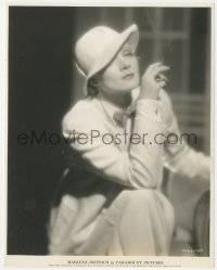 4j1568 MARLENE DIETRICH 8x10 key book still 1934 great smoking portrait wearing hat & bow tie!