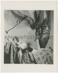 4j1249 MARLENE DIETRICH signed 7x7.75 REPRO still 1980s full-length sexy portrait laying on divan!