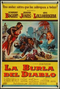 4j0354 BEAT THE DEVIL Argentinean 1953 art of Humphrey Bogart, Gina Lollobrigida & Jennifer Jones!