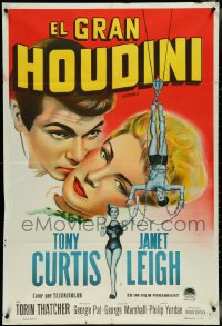 4j0362 HOUDINI Argentinean 1953 Tony Curtis as the famous magician + his sexy assistant Janet Leigh!