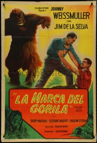 4j0366 MARK OF THE GORILLA Argentinean 1950 art of Johnny Weissmuller as Jungle Jim, ultra rare!