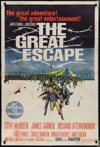 4j0477 GREAT ESCAPE Aust 1sh 1963 Steve McQueen, John Sturges classic prison break, rare!