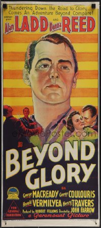 4j0416 BEYOND GLORY Aust daybill 1948 Richardson Studio art of cadet Alan Ladd & Donna Reed!