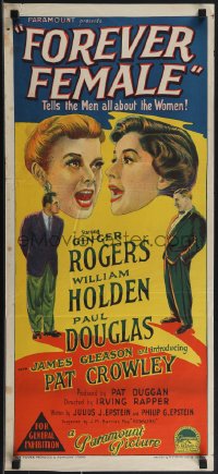 4j0423 FOREVER FEMALE Aust daybill 1954 Richardson Studio art of Ginger Rogers, William Holden!