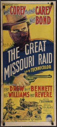 4j0426 GREAT MISSOURI RAID Aust daybill 1951 Wendell Corey, Carey, Richardson Studio art, rare!