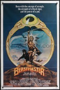 4j0846 BEASTMASTER 1sh 1982 Taylor art of bare-chested Marc Singer & sexy Tanya Roberts!