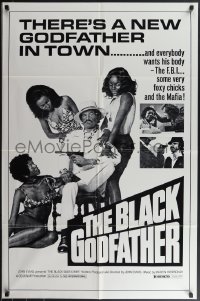 4j0853 BLACK GODFATHER 1sh R1970s the FBI, foxy chicks and the Mafia want his body!